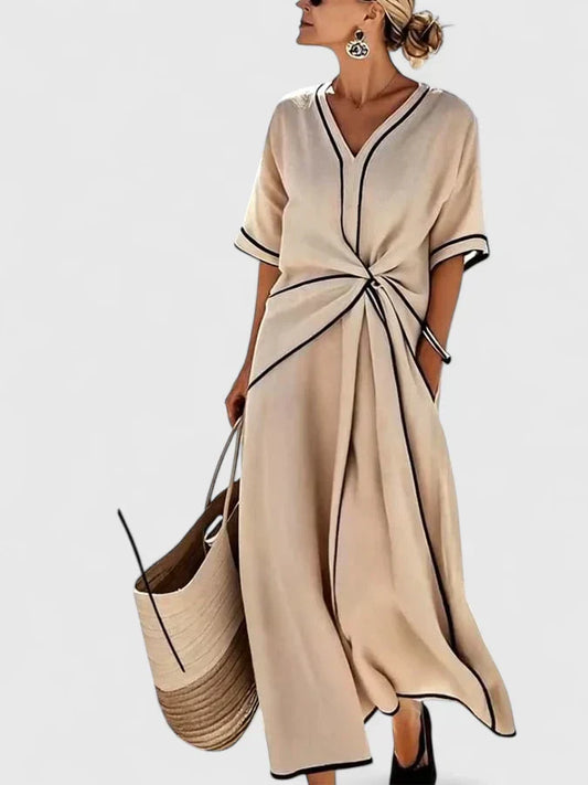 Jasmina | Robe Midi Rayée d’Été Fluide