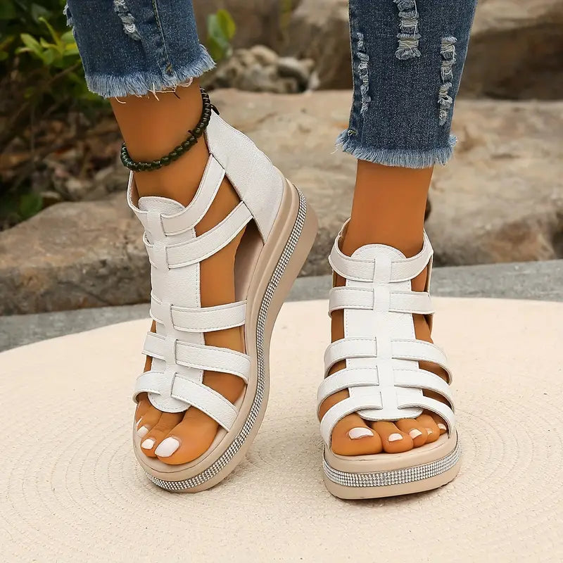 Suzanne | Sandales Strass Bride Réglable pour Été