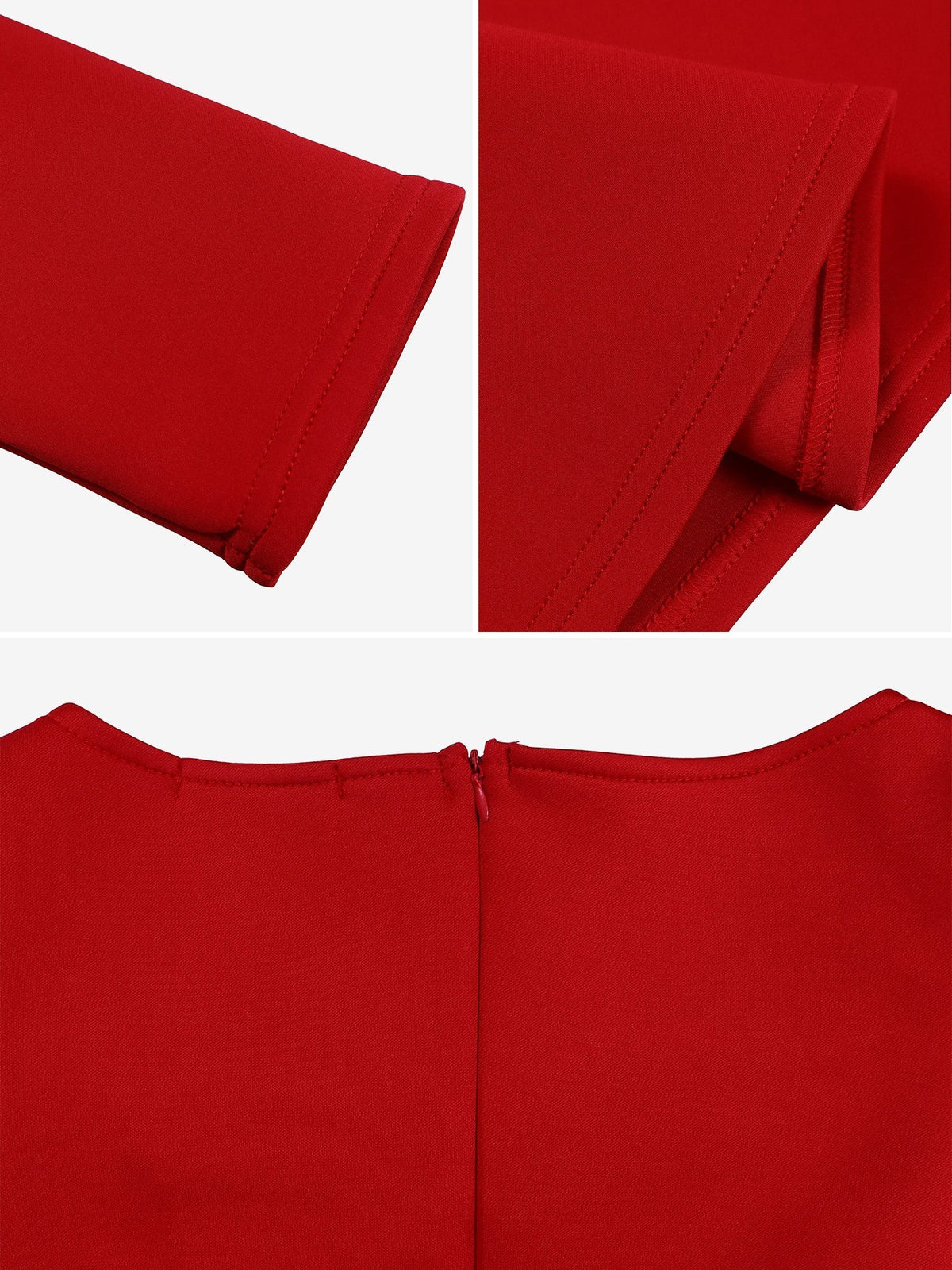 Robe midi rouge ceinturée, vue de trois quarts