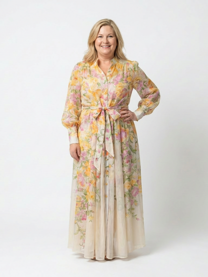 Adélie | Robe Longue Fleurie à Manches Longues