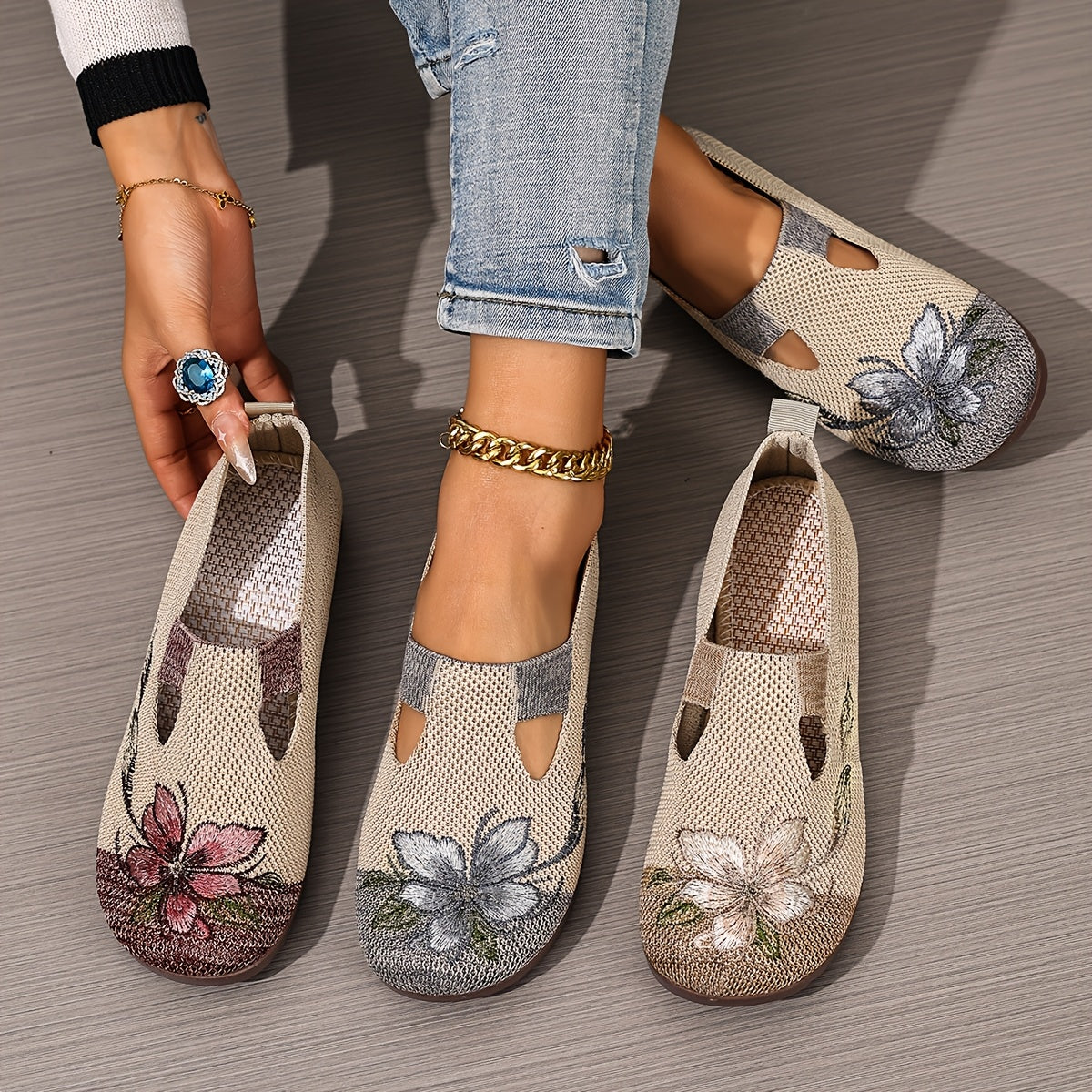 Mocassins femme à ligne allongée et bout effilé, semelle plate