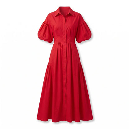 Basilie | Robe Longue Boutonnée Taille Marquée