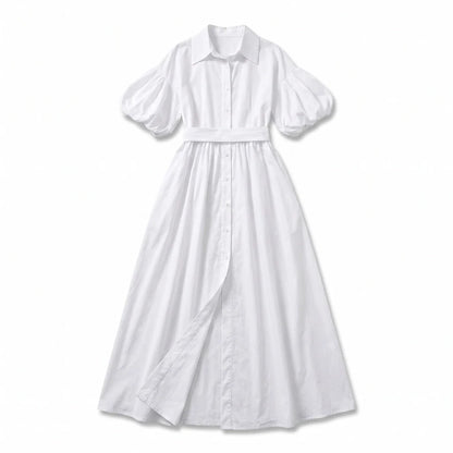Basilie | Robe Longue Boutonnée Taille Marquée