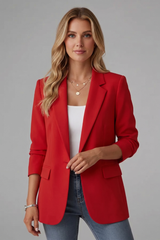 Jouvine | Blazer Col Cranté Un Bouton