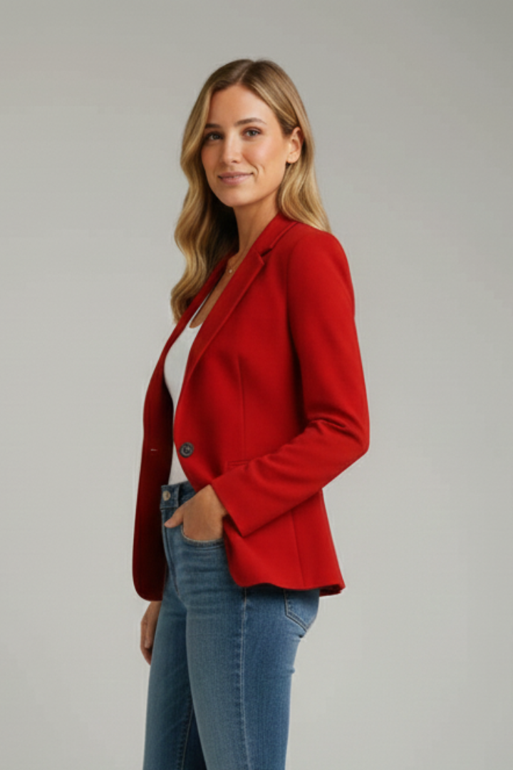 Jouvine | Blazer Col Cranté Un Bouton