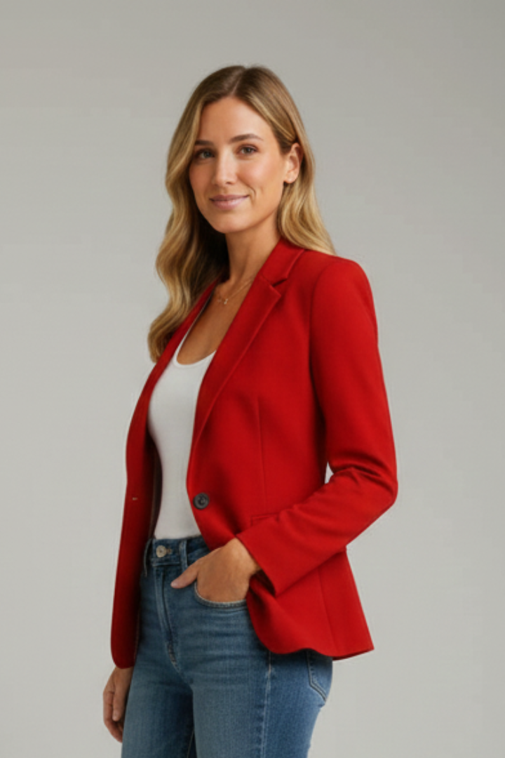 Jouvine | Blazer Col Cranté Un Bouton