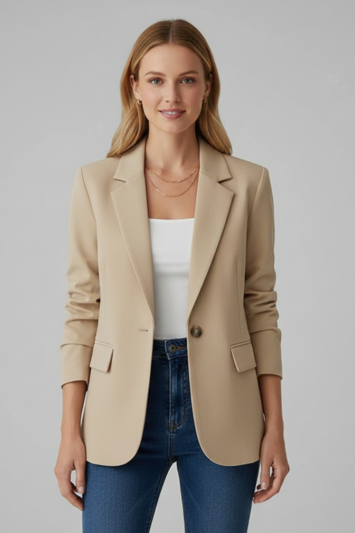 Jouvine | Blazer Col Cranté Un Bouton