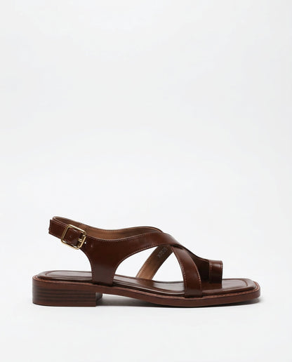 Céline | Sandales Croisées Effet Cuir Talon Bas pour Été