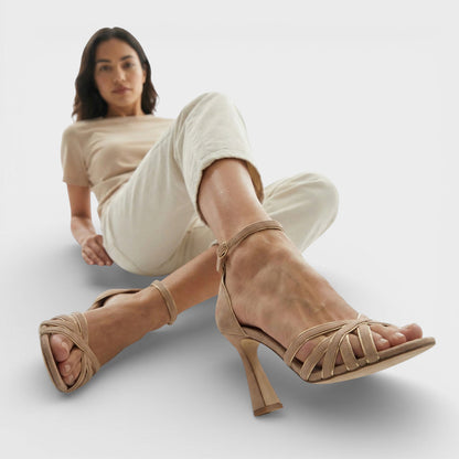 Inaya | Sandales Beige à Talon Bloc