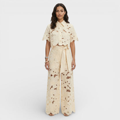 Bastienne | Ensemble Pantalon Large et Haut Court Floral