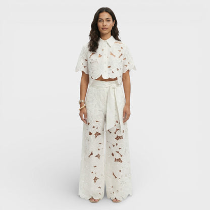 Bastienne | Ensemble Pantalon Large et Haut Court Floral