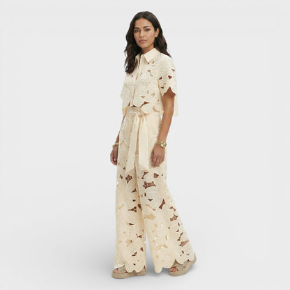 Bastienne | Ensemble Pantalon Large et Haut Court Floral