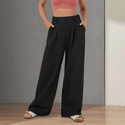 Pantalon large femme posé à plat, vue d'ensemble