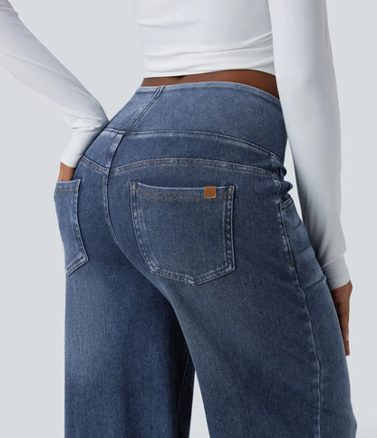 Jean large femme, détail de l'ourlet