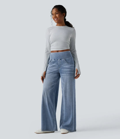 Jean large femme, vue de trois quarts