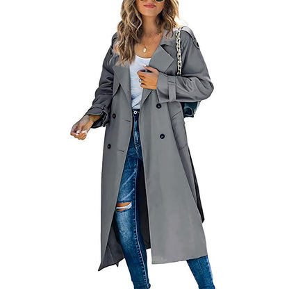 Trench femme col cranté relevé et poches latérales