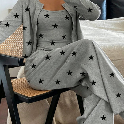 Ensemble pyjama trois pièces imprimé, vue d'ensemble