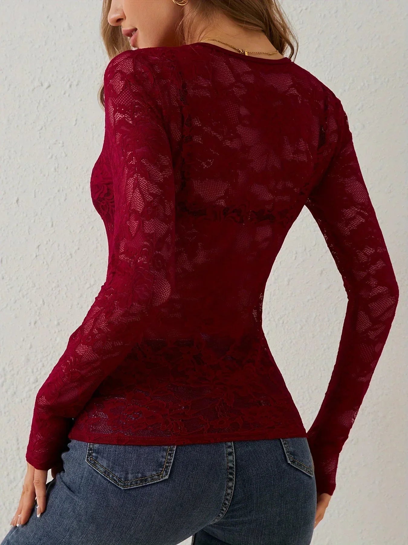 Églantine | Top Dentelle Manches Longues