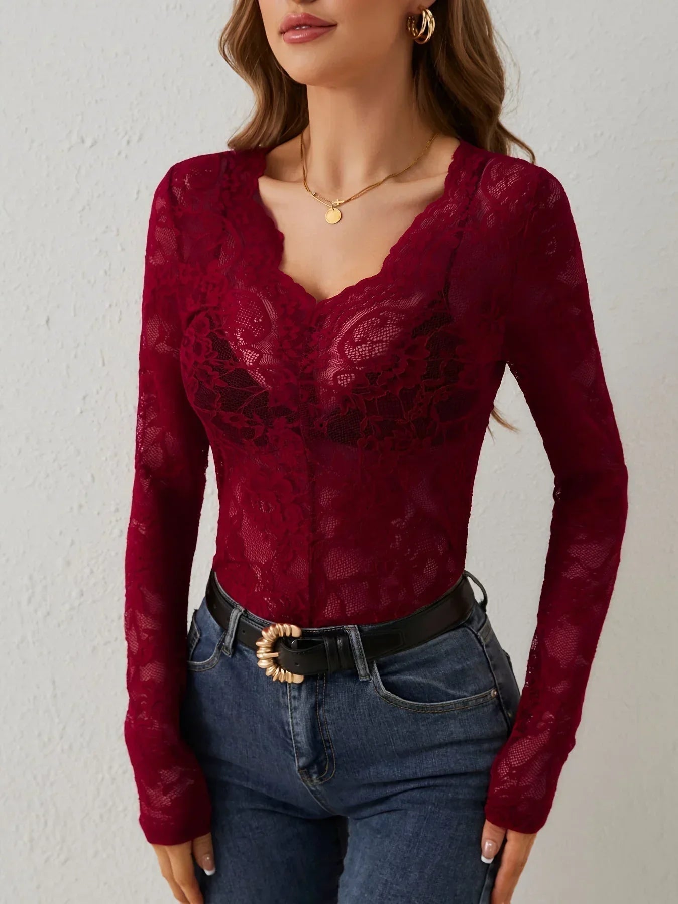 Églantine | Top Dentelle Manches Longues