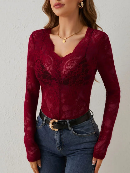 Églantine | Top Dentelle Manches Longues