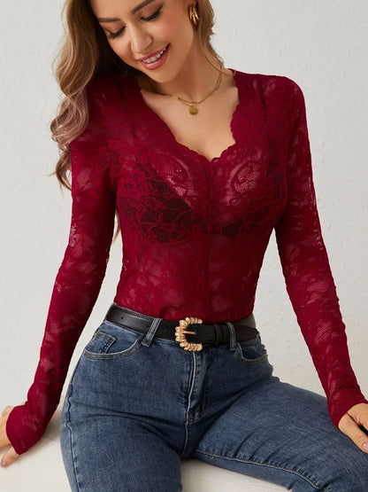 Églantine | Top Dentelle Manches Longues