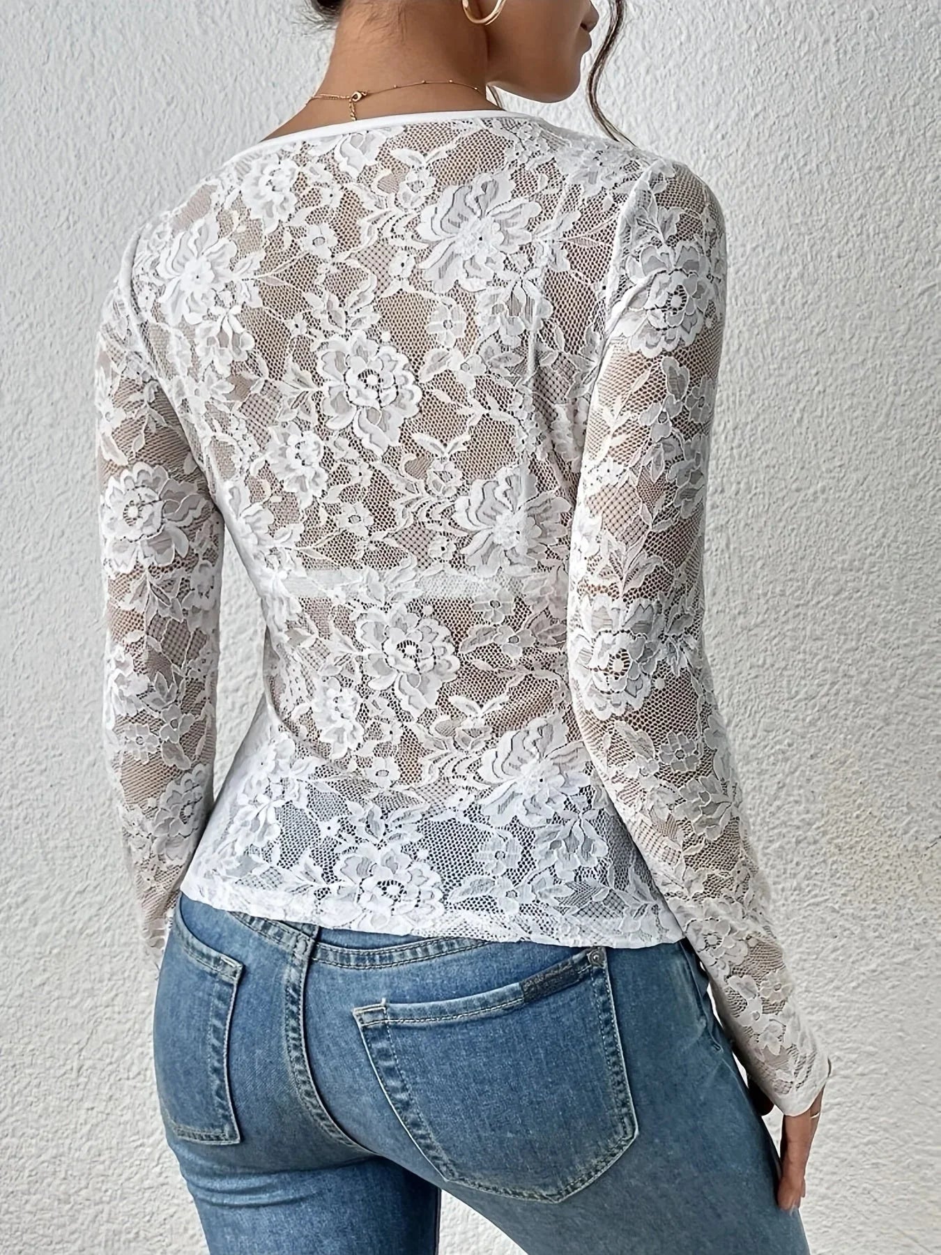 Églantine | Top Dentelle Manches Longues