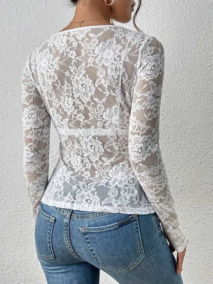 Églantine | Top Dentelle Manches Longues