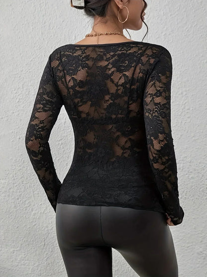 Églantine | Top Dentelle Manches Longues