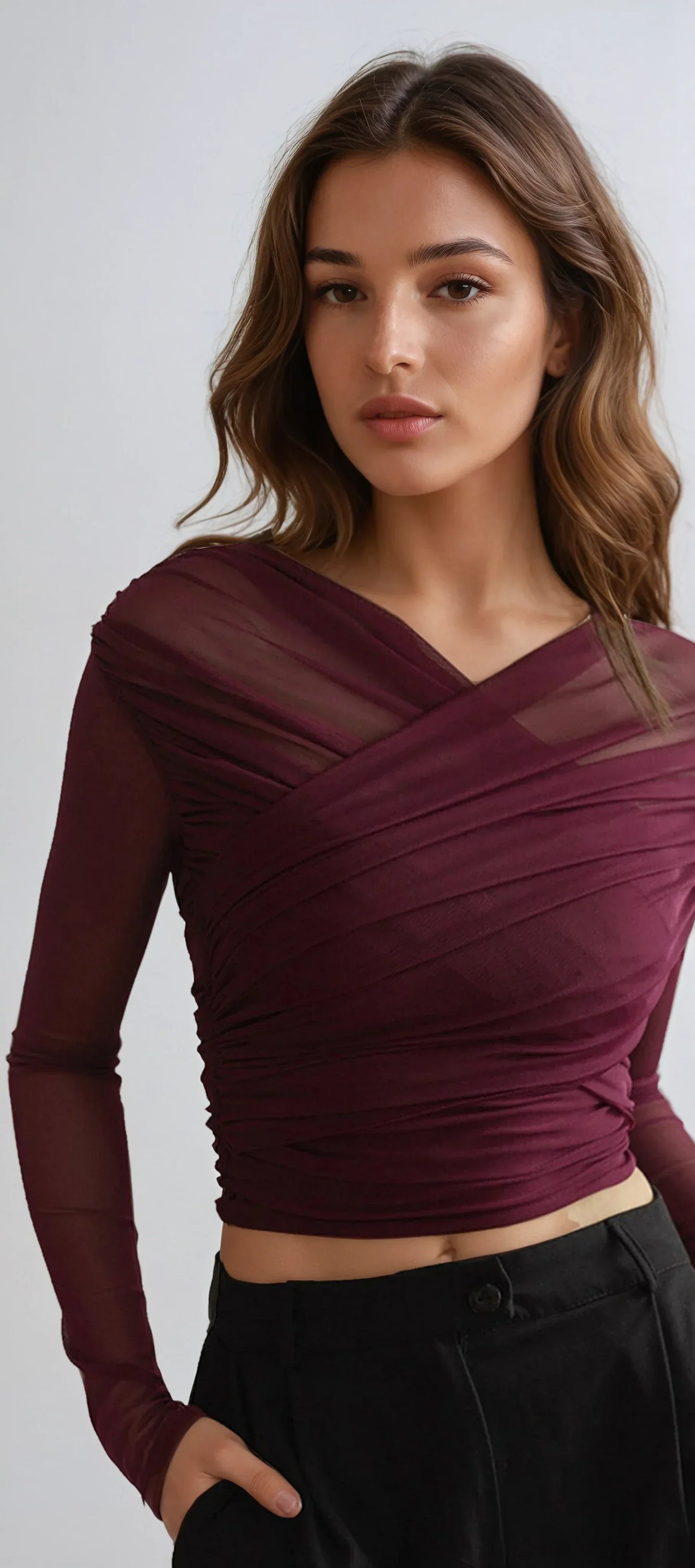 Violette | Top Court Froncé en Maille