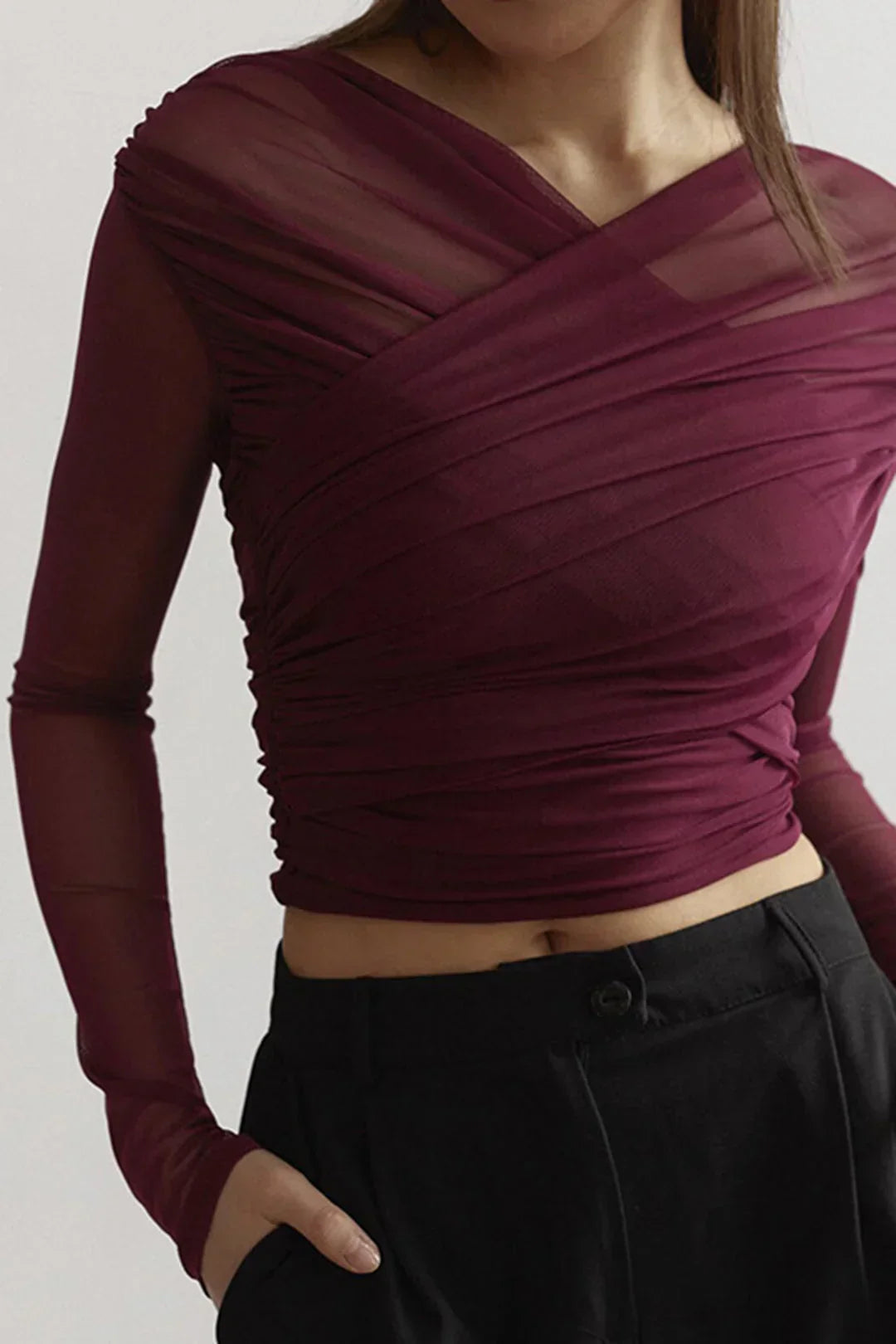 Violette | Top Court Froncé en Maille