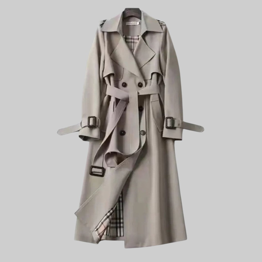 Trench femme ceinturé à doublure à carreaux