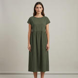 Élise | Robe midi femme légère avec poches et manches courtes