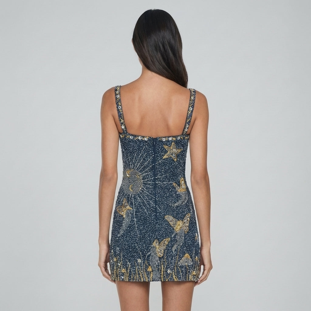 Estelle | Robe Courte Scintillante Étoilée