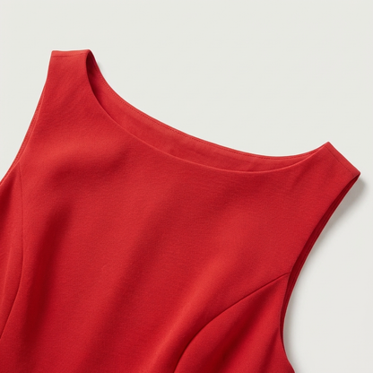 Margaux | Robe Courte Rouge Col Bateau