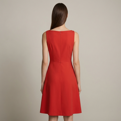 Margaux | Robe Courte Rouge Col Bateau