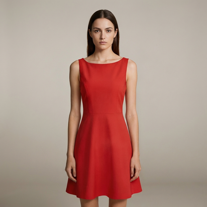 Margaux | Robe Courte Rouge Col Bateau