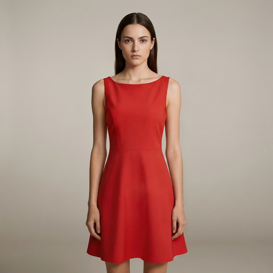 Margaux | Robe Courte Rouge Col Bateau