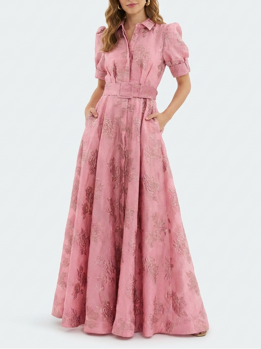 Armelline | Robe Midi Rétro Taille Haute Rose