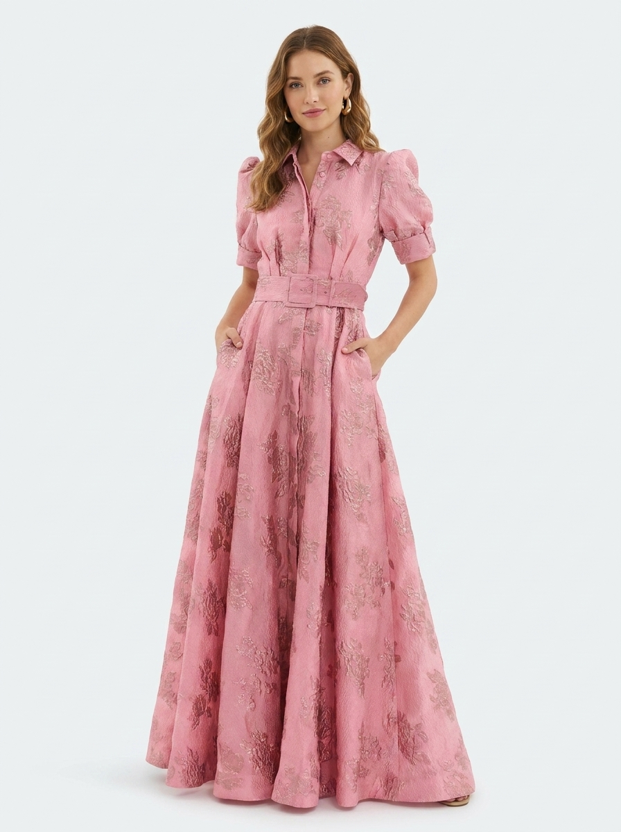 Armelline | Robe Midi Rétro Taille Haute Rose