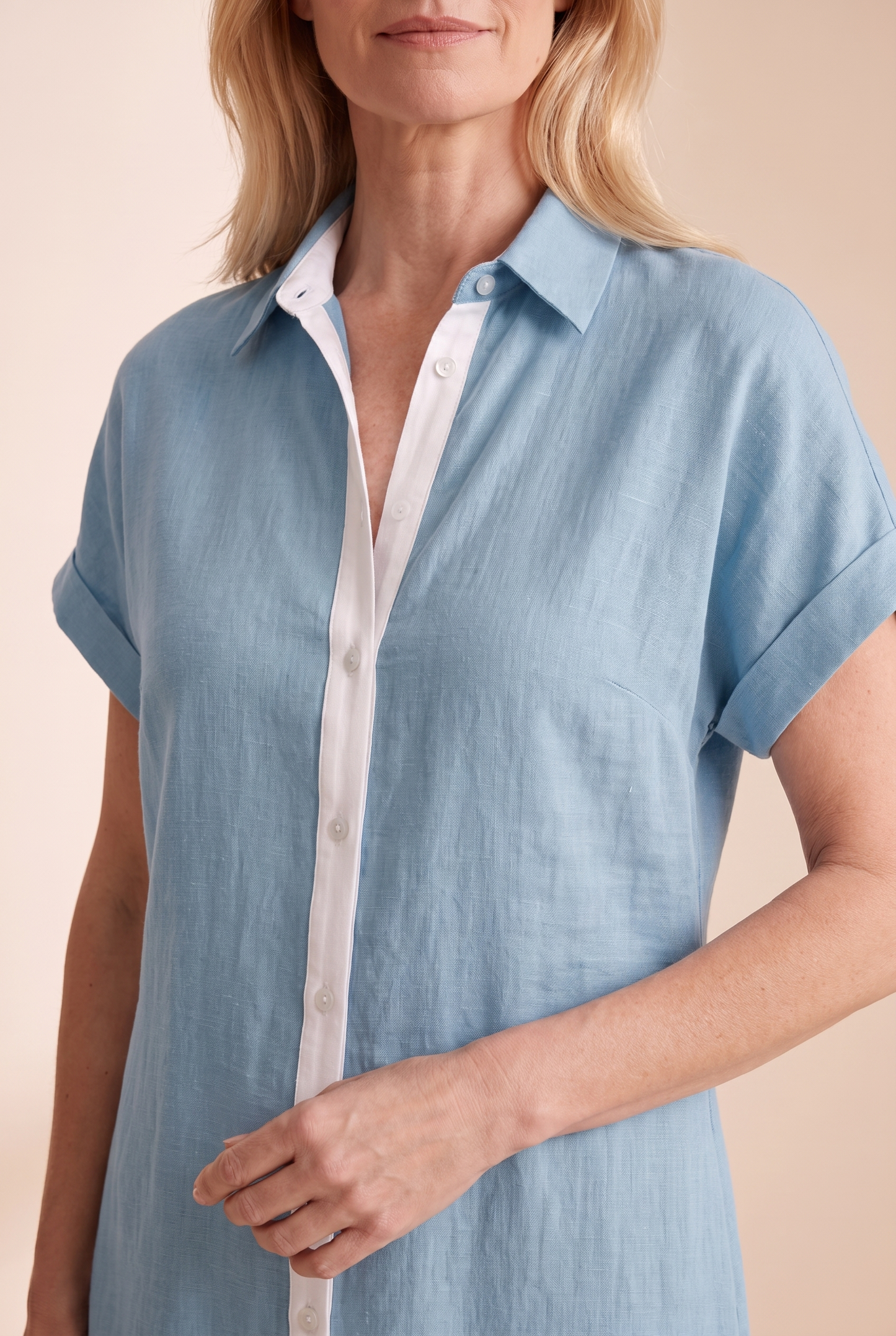Jonquille | Robe Longue Chemise Lin Manches Courtes