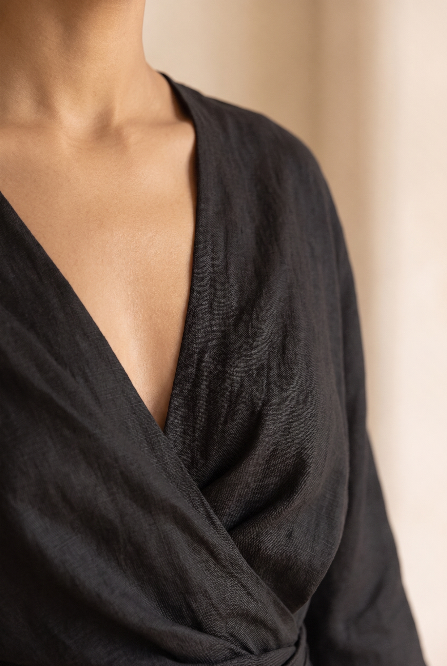 Adelise | Robe Longue Lin Col V Manches Mi-Longues