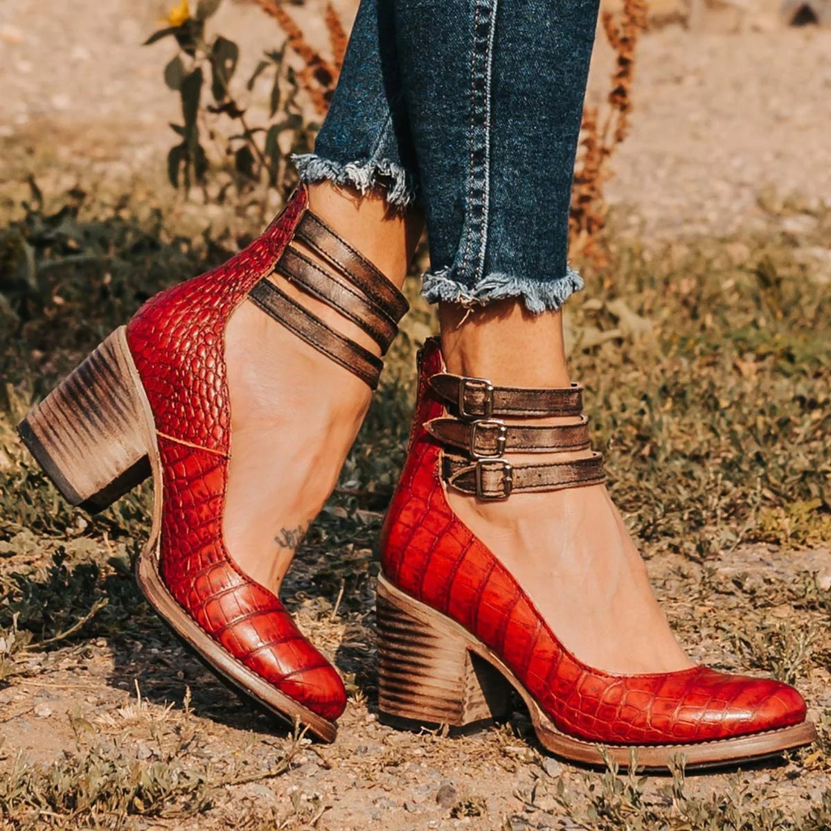 Marguerite | Sandales à Talon Brides Réglables pour Été