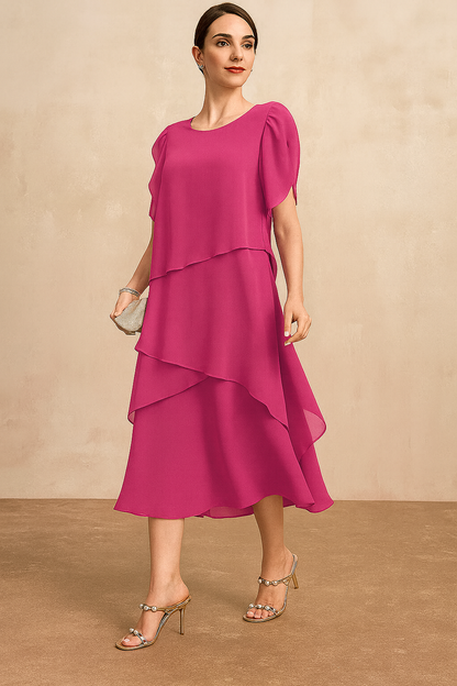 Nora | Robe Midi Asymétrique à Volants