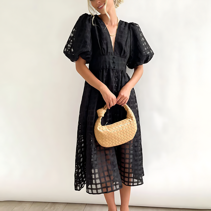 Domitille | Robe Midi Cérémonie Col V