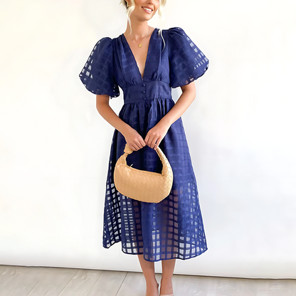 Domitille | Robe Midi Cérémonie Col V