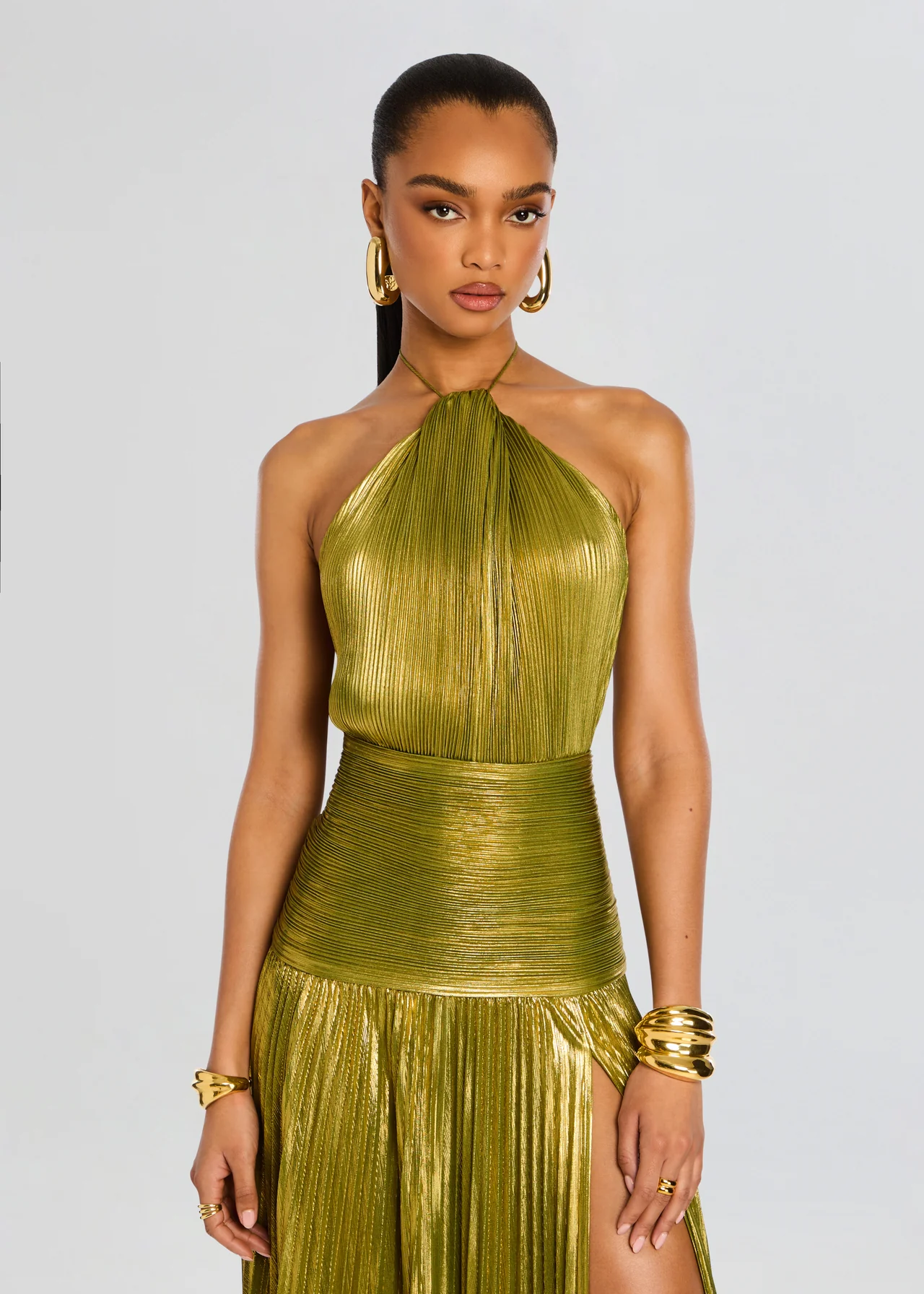 Thalia | Robe Maxi Plissée Taille Froncée