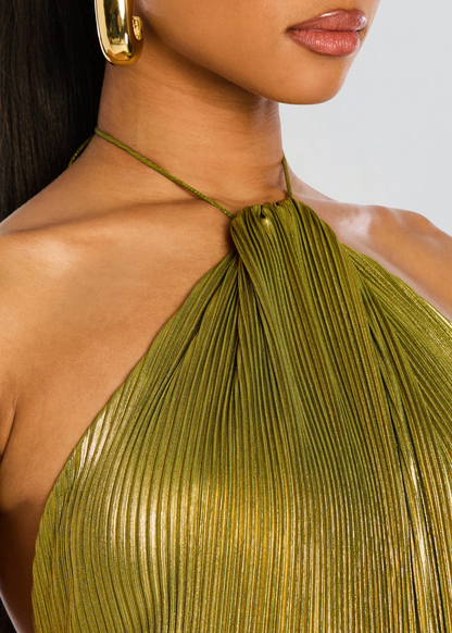 Thalia | Robe Maxi Plissée Taille Froncée