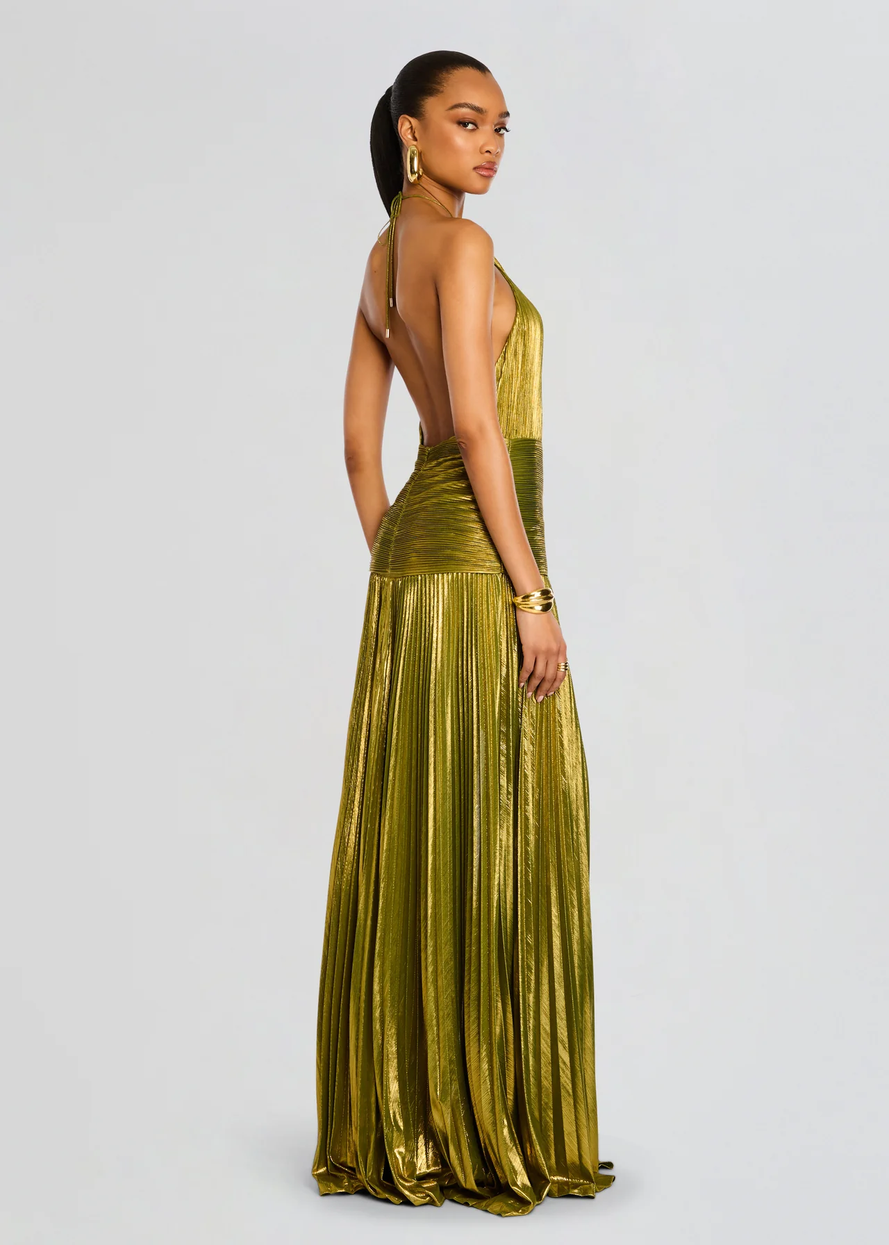 Thalia | Robe Maxi Plissée Taille Froncée