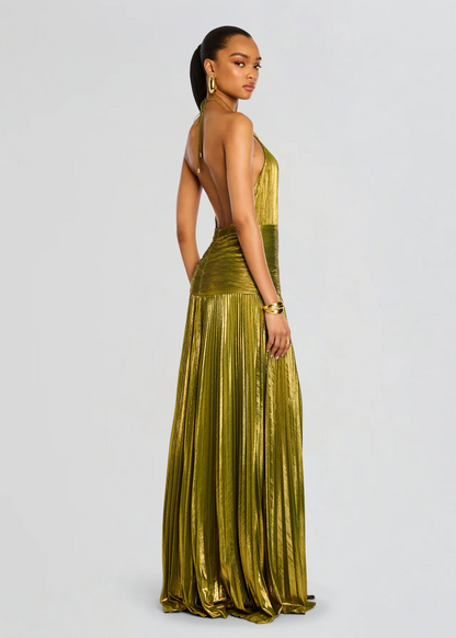 Thalia | Robe Maxi Plissée Taille Froncée