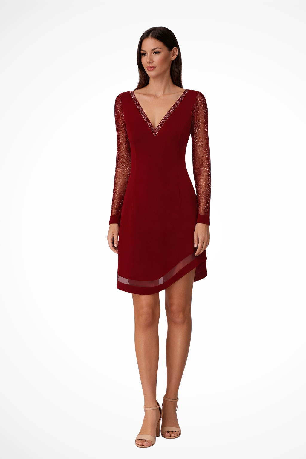 Robe midi à manches transparentes et buste structuré